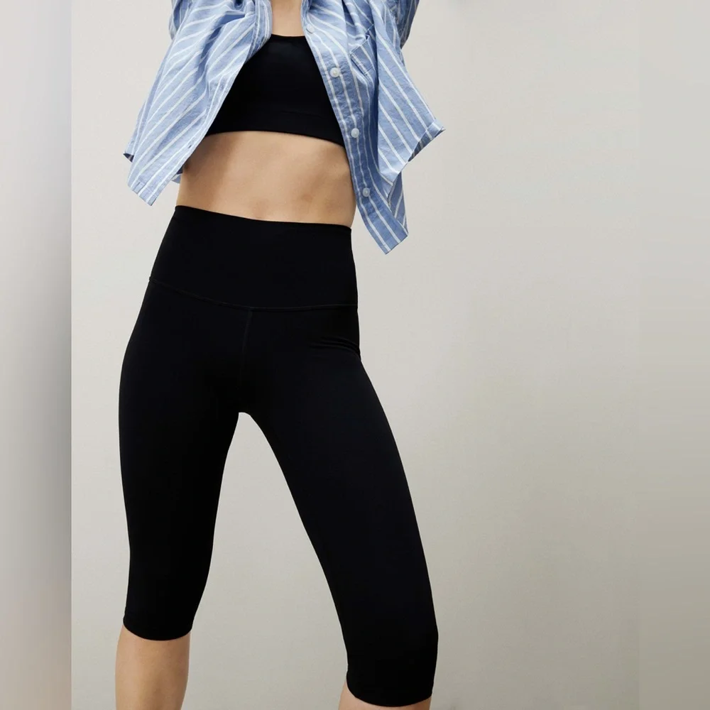 Everlane Womens Perform Cropped Leggings High Rise Capri High Waist L Black - Picture 2 of 6